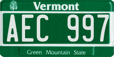 VT license plate AEC997