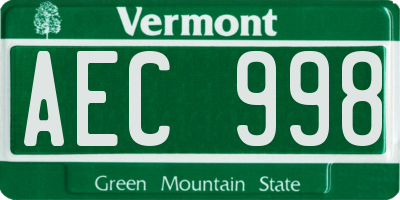 VT license plate AEC998