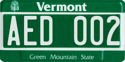 VT license plate AED002