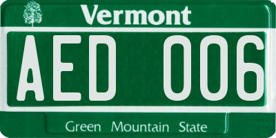 VT license plate AED006
