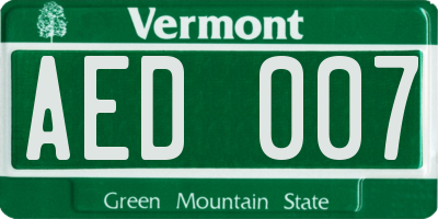 VT license plate AED007