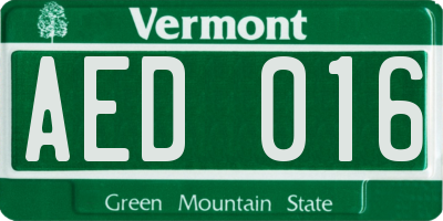 VT license plate AED016