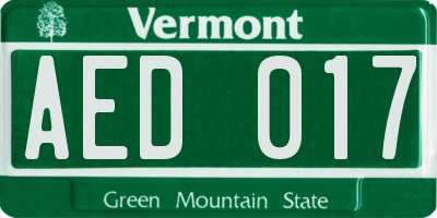 VT license plate AED017