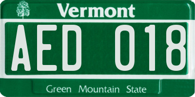 VT license plate AED018