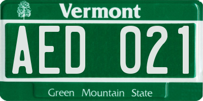 VT license plate AED021