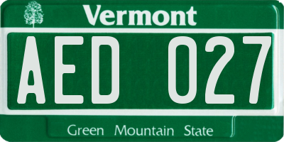 VT license plate AED027