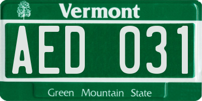 VT license plate AED031