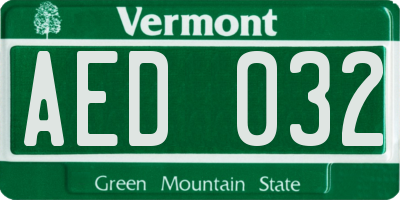 VT license plate AED032