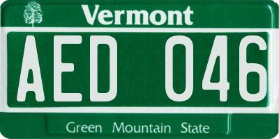 VT license plate AED046