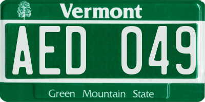 VT license plate AED049