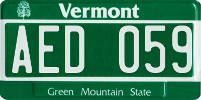 VT license plate AED059