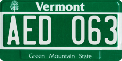 VT license plate AED063