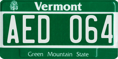VT license plate AED064