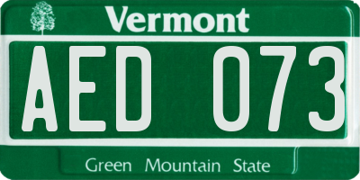 VT license plate AED073