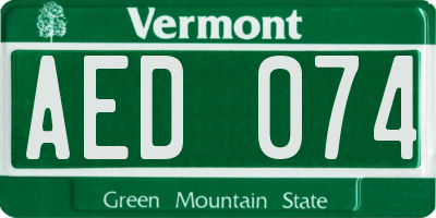 VT license plate AED074