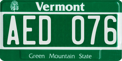 VT license plate AED076