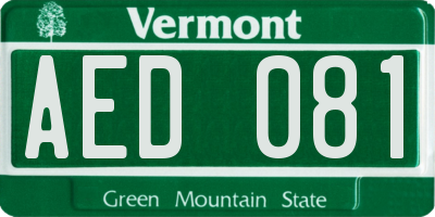 VT license plate AED081