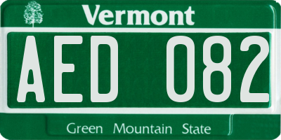 VT license plate AED082