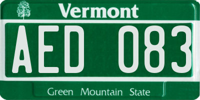 VT license plate AED083