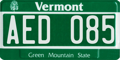 VT license plate AED085