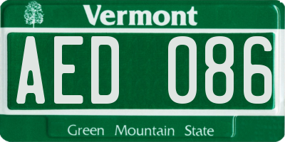 VT license plate AED086