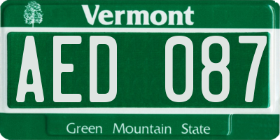 VT license plate AED087