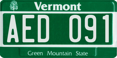 VT license plate AED091