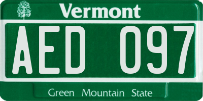 VT license plate AED097