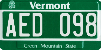 VT license plate AED098