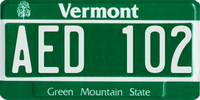VT license plate AED102