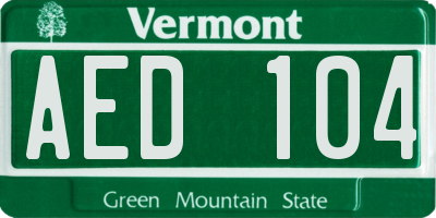 VT license plate AED104