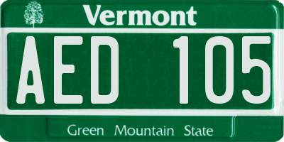VT license plate AED105