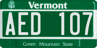 VT license plate AED107