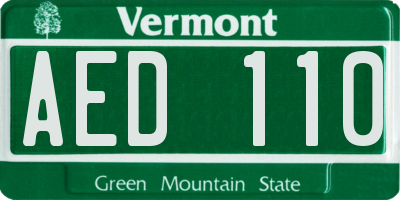 VT license plate AED110