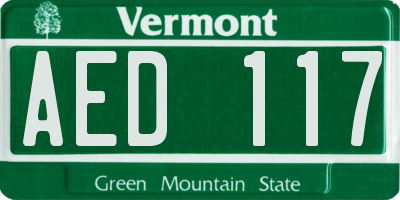 VT license plate AED117