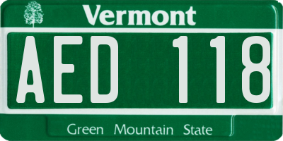 VT license plate AED118