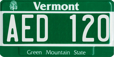 VT license plate AED120