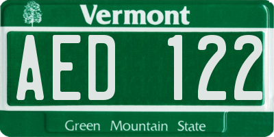 VT license plate AED122