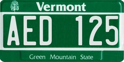VT license plate AED125