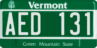 VT license plate AED131