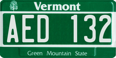 VT license plate AED132