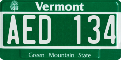 VT license plate AED134