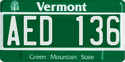 VT license plate AED136