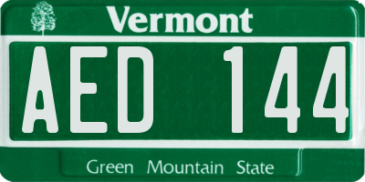 VT license plate AED144