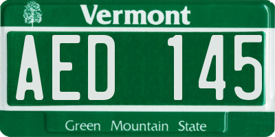 VT license plate AED145