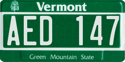 VT license plate AED147
