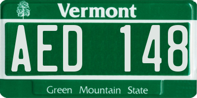 VT license plate AED148