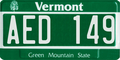 VT license plate AED149