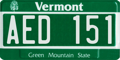 VT license plate AED151