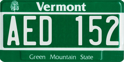 VT license plate AED152